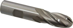 Hertel - 3/4" Diam, 1-5/8" LOC, 4 Flute High Speed Steel Ball End Mill - Uncoated, Single End, 3-7/8" OAL, 3/4" Shank Diam, Spiral Flute - Eagle Tool & Supply