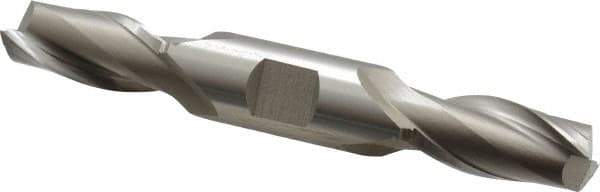 Hertel - 21/32", 1-5/16" LOC, 3/4" Shank Diam, 5" OAL, 2 Flute, High Speed Steel Square End Mill - Double End, Uncoated, Spiral Flute, 30° Helix, Centercutting, Right Hand Cut, Right Hand Flute - Eagle Tool & Supply