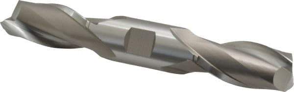 Hertel - 27/32", 1-9/16" LOC, 7/8" Shank Diam, 5-1/2" OAL, 2 Flute, High Speed Steel Square End Mill - Double End, Uncoated, Spiral Flute, Centercutting, Right Hand Cut, Right Hand Flute - Eagle Tool & Supply