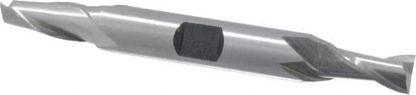 Hertel - 19/64", 9/16" LOC, 3/8" Shank Diam, 3-1/8" OAL, 2 Flute, High Speed Steel Square End Mill - Double End, Uncoated, Spiral Flute, 30° Helix, Centercutting, Right Hand Cut, Right Hand Flute - Eagle Tool & Supply