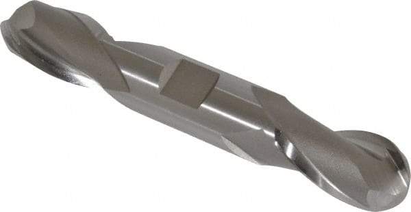 Hertel - 3/4" Diam, 1-5/16" LOC, 2 Flute High Speed Steel Ball End Mill - Uncoated, Double End, 5" OAL, 3/4" Shank Diam, Spiral Flute - Eagle Tool & Supply