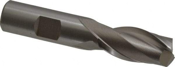 Hertel - 21/32", 1-5/16" LOC, 5/8" Shank Diam, 3-5/16" OAL, 2 Flute, High Speed Steel Square End Mill - Single End, Uncoated, Spiral Flute, 30° Helix, Centercutting, Right Hand Cut, Right Hand Flute - Eagle Tool & Supply