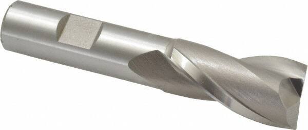 Hertel - 13/16", 1-1/2" LOC, 5/8" Shank Diam, 3-5/8" OAL, 2 Flute, High Speed Steel Square End Mill - Single End, Uncoated, Spiral Flute, 30° Helix, Centercutting, Right Hand Cut, Right Hand Flute - Eagle Tool & Supply