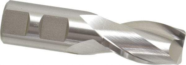 Hertel - 27/32", 1-1/2" LOC, 7/8" Shank Diam, 3-1/2" OAL, 2 Flute, High Speed Steel Square End Mill - Single End, Uncoated, Spiral Flute, 30° Helix, Centercutting, Right Hand Cut, Right Hand Flute - Eagle Tool & Supply