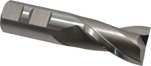 Hertel - 1", 1-1/2" LOC, 7/8" Shank Diam, 3-3/4" OAL, 2 Flute, High Speed Steel Square End Mill - Single End, Uncoated, Spiral Flute, 30° Helix, Centercutting, Right Hand Cut, Right Hand Flute - Eagle Tool & Supply