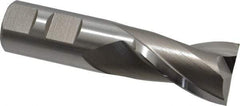 Hertel - 1", 1-1/2" LOC, 7/8" Shank Diam, 3-3/4" OAL, 2 Flute, High Speed Steel Square End Mill - Single End, Uncoated, Spiral Flute, 30° Helix, Centercutting, Right Hand Cut, Right Hand Flute - Eagle Tool & Supply