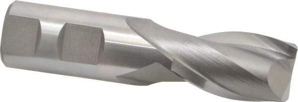 Hertel - 1", 1-5/8" LOC, 1" Shank Diam, 4-1/8" OAL, 2 Flute, High Speed Steel Square End Mill - Single End, Uncoated, Spiral Flute, 30° Helix, Centercutting, Right Hand Cut, Right Hand Flute - Eagle Tool & Supply