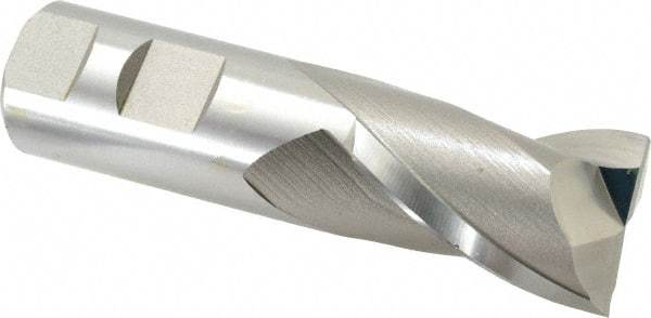 Hertel - 1-1/8", 1-5/8" LOC, 1" Shank Diam, 4-1/8" OAL, 2 Flute, High Speed Steel Square End Mill - Single End, Uncoated, Spiral Flute, 30° Helix, Centercutting, Right Hand Cut, Right Hand Flute - Eagle Tool & Supply