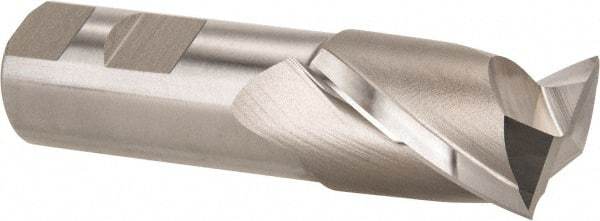 Hertel - 1-1/4", 1-5/8" LOC, 1" Shank Diam, 4-1/8" OAL, 2 Flute, High Speed Steel Square End Mill - Single End, Uncoated, Spiral Flute, 30° Helix, Centercutting, Right Hand Cut, Right Hand Flute - Eagle Tool & Supply