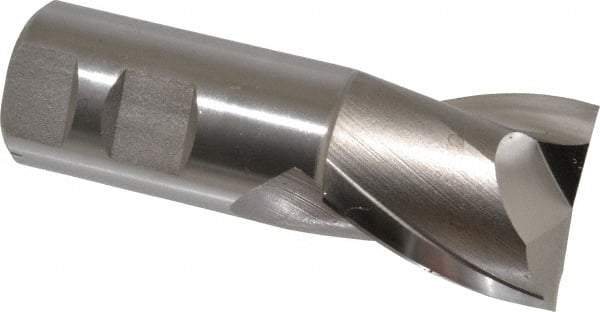 Hertel - 1-1/2", 1-5/8" LOC, 1-1/4" Shank Diam, 4-1/8" OAL, 2 Flute, High Speed Steel Square End Mill - Single End, Uncoated, Spiral Flute, 30° Helix, Centercutting, Right Hand Cut, Right Hand Flute - Eagle Tool & Supply
