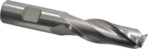 Hertel - 3/4", 2-1/4" LOC, 3/4" Shank Diam, 4-1/2" OAL, 2 Flute, High Speed Steel Square End Mill - Single End, Uncoated, Spiral Flute, 30° Helix, Centercutting, Right Hand Cut, Right Hand Flute - Eagle Tool & Supply