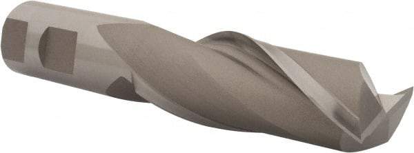 Hertel - 1-1/8", 3" LOC, 1" Shank Diam, 5-1/2" OAL, 2 Flute, High Speed Steel Square End Mill - Single End, Uncoated, Spiral Flute, 30° Helix, Centercutting, Right Hand Cut, Right Hand Flute - Eagle Tool & Supply