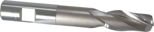 Hertel - 3/4", 1-5/8" LOC, 3/4" Shank Diam, 5-3/8" OAL, 2 Flute, High Speed Steel Square End Mill - Single End, Uncoated, Spiral Flute, 30° Helix, Centercutting, Right Hand Cut, Right Hand Flute - Eagle Tool & Supply