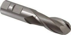 Hertel - 1" Diam, 2-1/4" LOC, 2 Flute Cobalt Ball End Mill - Uncoated, Single End, 4-3/4" OAL, 1" Shank Diam, Spiral Flute - Eagle Tool & Supply