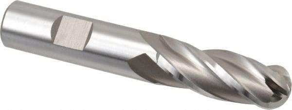 Hertel - 5/8" Diam, 1-5/8" LOC, 4 Flute Cobalt Ball End Mill - Uncoated, Single End, 3-3/4" OAL, 5/8" Shank Diam, Spiral Flute - Eagle Tool & Supply