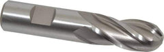 Hertel - 3/4" Diam, 1-5/8" LOC, 4 Flute Cobalt Ball End Mill - Uncoated, Single End, 3-7/8" OAL, 3/4" Shank Diam, Spiral Flute - Eagle Tool & Supply