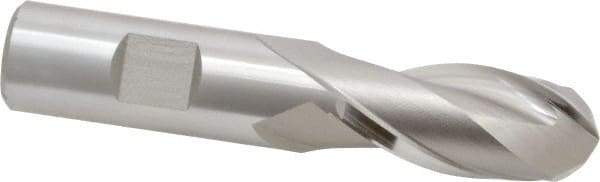 Hertel - 3/4" Diam, 1-5/8" LOC, 2 Flute High Speed Steel Ball End Mill - Uncoated, Single End, 3-7/8" OAL, 3/4" Shank Diam, Spiral Flute - Eagle Tool & Supply