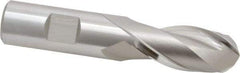 Hertel - 3/4" Diam, 1-5/8" LOC, 2 Flute High Speed Steel Ball End Mill - Uncoated, Single End, 3-7/8" OAL, 3/4" Shank Diam, Spiral Flute - Eagle Tool & Supply