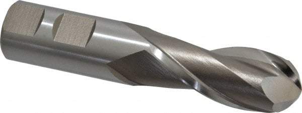 Hertel - 7/8" Diam, 2" LOC, 2 Flute High Speed Steel Ball End Mill - Uncoated, Single End, 4-1/4" OAL, 7/8" Shank Diam, Spiral Flute - Eagle Tool & Supply