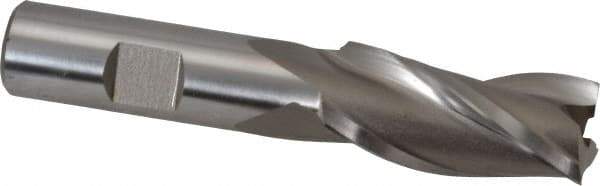 Hertel - 3/4", 1-5/8" LOC, 5/8" Shank Diam, 3-3/4" OAL, 3 Flute, High Speed Steel Square End Mill - Single End, Uncoated, Spiral Flute, 30° Helix, Centercutting, Right Hand Cut, Right Hand Flute - Eagle Tool & Supply