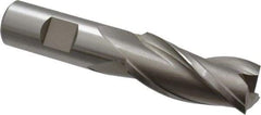 Hertel - 7/8", 1-7/8" LOC, 3/4" Shank Diam, 4-1/8" OAL, 3 Flute, High Speed Steel Square End Mill - Single End, Uncoated, Spiral Flute, 30° Helix, Centercutting, Right Hand Cut, Right Hand Flute - Eagle Tool & Supply