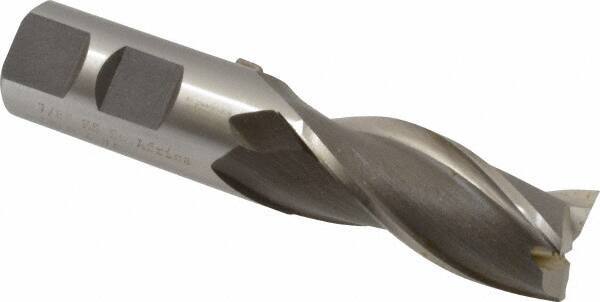 Hertel - 7/8", 1-7/8" LOC, 7/8" Shank Diam, 4-1/8" OAL, 3 Flute, High Speed Steel Square End Mill - Single End, Uncoated, Spiral Flute, 30° Helix, Centercutting, Right Hand Cut, Right Hand Flute - Eagle Tool & Supply