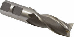 Hertel - 7/8", 1-7/8" LOC, 7/8" Shank Diam, 4-1/8" OAL, 3 Flute, High Speed Steel Square End Mill - Single End, Uncoated, Spiral Flute, 30° Helix, Centercutting, Right Hand Cut, Right Hand Flute - Eagle Tool & Supply
