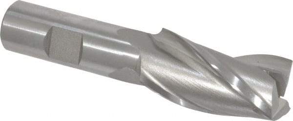 Hertel - 1", 1-7/8" LOC, 3/4" Shank Diam, 4-1/8" OAL, 3 Flute, High Speed Steel Square End Mill - Single End, Uncoated, Spiral Flute, 30° Helix, Centercutting, Right Hand Cut, Right Hand Flute - Eagle Tool & Supply