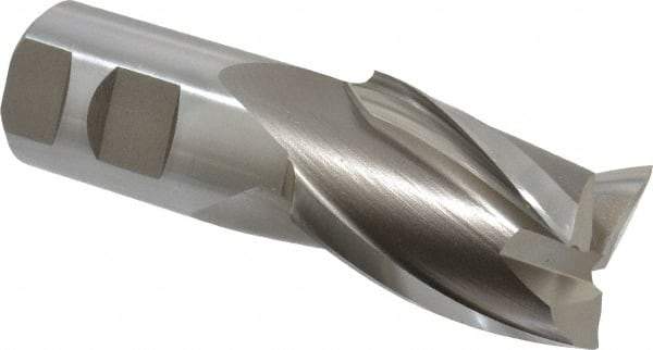 Hertel - 1-1/2", 2" LOC, 1-1/4" Shank Diam, 4-1/2" OAL, 3 Flute, High Speed Steel Square End Mill - Single End, Uncoated, Spiral Flute, 30° Helix, Centercutting, Right Hand Cut, Right Hand Flute - Eagle Tool & Supply