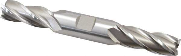 Hertel - 21/32", 1-5/8" LOC, 3/4" Shank Diam, 5-5/8" OAL, 4 Flute, High Speed Steel Square End Mill - Double End, Uncoated, Spiral Flute, 30° Helix, Right Hand Cut, Right Hand Flute - Eagle Tool & Supply