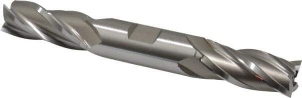 Hertel - 23/32", 1-5/8" LOC, 3/4" Shank Diam, 5-5/8" OAL, 4 Flute, High Speed Steel Square End Mill - Double End, Uncoated, Spiral Flute, 30° Helix, Right Hand Cut, Right Hand Flute - Eagle Tool & Supply