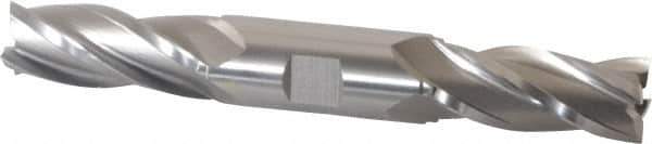 Hertel - 13/16", 1-7/8" LOC, 7/8" Shank Diam, 6-1/8" OAL, 4 Flute, High Speed Steel Square End Mill - Double End, Uncoated, Spiral Flute, 30° Helix, Right Hand Cut, Right Hand Flute - Eagle Tool & Supply