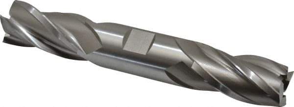 Hertel - 1", 1-7/8" LOC, 1" Shank Diam, 6-3/8" OAL, 4 Flute, High Speed Steel Square End Mill - Double End, Uncoated, Spiral Flute, 30° Helix, Right Hand Cut, Right Hand Flute - Eagle Tool & Supply