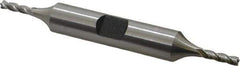 Hertel - 7/64", 3/8" LOC, 3/8" Shank Diam, 3-1/16" OAL, 4 Flute, High Speed Steel Square End Mill - Double End, Uncoated, Spiral Flute, 30° Helix, Right Hand Cut, Right Hand Flute - Eagle Tool & Supply