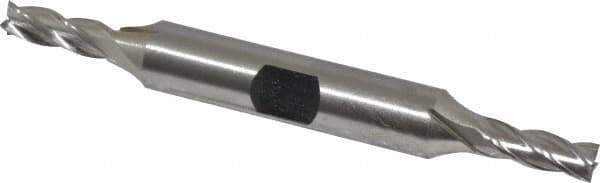 Hertel - 13/64", 9/16" LOC, 3/8" Shank Diam, 3-1/4" OAL, 4 Flute, High Speed Steel Square End Mill - Double End, Uncoated, Spiral Flute, 30° Helix, Right Hand Cut, Right Hand Flute - Eagle Tool & Supply
