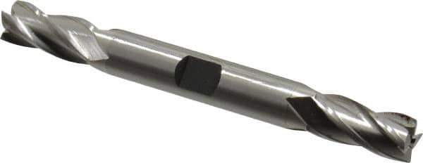Hertel - 23/64", 3/4" LOC, 3/8" Shank Diam, 3-1/2" OAL, 4 Flute, High Speed Steel Square End Mill - Double End, Uncoated, Spiral Flute, 30° Helix, Right Hand Cut, Right Hand Flute - Eagle Tool & Supply