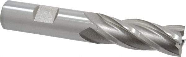 Hertel - 5/8", 1-5/8" LOC, 5/8" Shank Diam, 3-3/4" OAL, 4 Flute, High Speed Steel Square End Mill - Single End, Uncoated, Spiral Flute, 30° Helix, Right Hand Cut, Right Hand Flute - Eagle Tool & Supply