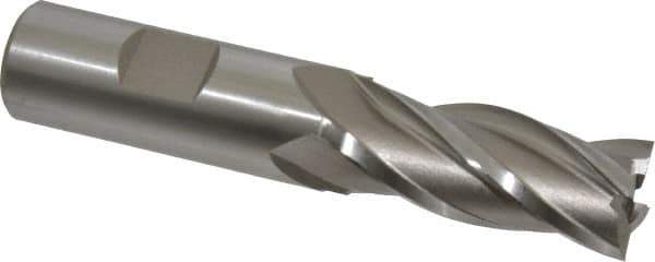 Hertel - 23/32", 1-5/8" LOC, 3/4" Shank Diam, 3-7/8" OAL, 4 Flute, High Speed Steel Square End Mill - Single End, Uncoated, Spiral Flute, 30° Helix, Right Hand Cut, Right Hand Flute - Eagle Tool & Supply