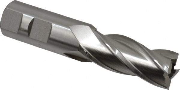Hertel - 27/32", 1-7/8" LOC, 7/8" Shank Diam, 4-1/8" OAL, 4 Flute, High Speed Steel Square End Mill - Single End, Uncoated - Eagle Tool & Supply