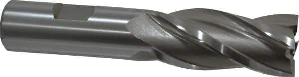 Hertel - 7/8", 1-7/8" LOC, 3/4" Shank Diam, 4-1/8" OAL, 4 Flute, High Speed Steel Square End Mill - Single End, Uncoated, Spiral Flute, 30° Helix, Right Hand Cut, Right Hand Flute - Eagle Tool & Supply