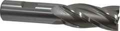 Hertel - 7/8", 1-7/8" LOC, 3/4" Shank Diam, 4-1/8" OAL, 4 Flute, High Speed Steel Square End Mill - Single End, Uncoated, Spiral Flute, 30° Helix, Right Hand Cut, Right Hand Flute - Eagle Tool & Supply