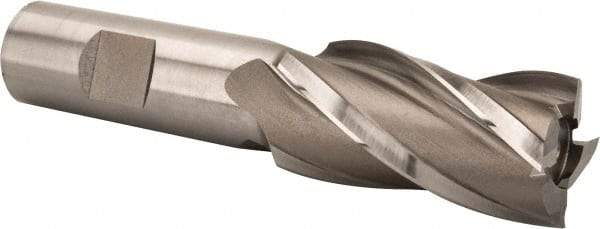 Hertel - 15/16", 1-7/8" LOC, 3/4" Shank Diam, 4-1/8" OAL, 4 Flute, High Speed Steel Square End Mill - Single End, Uncoated, Spiral Flute, 30° Helix, Right Hand Cut, Right Hand Flute - Eagle Tool & Supply