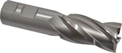 Hertel - 1", 1-7/8" LOC, 7/8" Shank Diam, 4-1/8" OAL, 4 Flute, High Speed Steel Square End Mill - Single End, Uncoated, Spiral Flute, 30° Helix, Right Hand Cut, Right Hand Flute - Eagle Tool & Supply