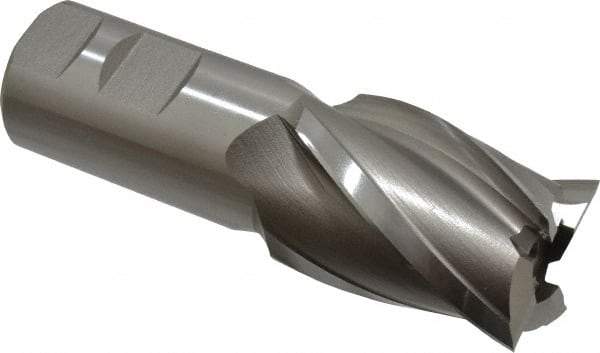 Hertel - 1-1/2", 2" LOC, 1-1/4" Shank Diam, 4-1/2" OAL, 4 Flute, High Speed Steel Square End Mill - Single End, Uncoated, Spiral Flute, 30° Helix, Right Hand Cut, Right Hand Flute - Eagle Tool & Supply
