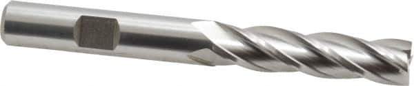 Hertel - 3/8", 1-1/2" LOC, 3/8" Shank Diam, 3-1/4" OAL, 4 Flute, High Speed Steel Square End Mill - Single End, Uncoated, Spiral Flute, 30° Helix, Right Hand Cut, Right Hand Flute - Eagle Tool & Supply