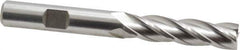 Hertel - 3/8", 1-1/2" LOC, 3/8" Shank Diam, 3-1/4" OAL, 4 Flute, High Speed Steel Square End Mill - Single End, Uncoated, Spiral Flute, 30° Helix, Right Hand Cut, Right Hand Flute - Eagle Tool & Supply