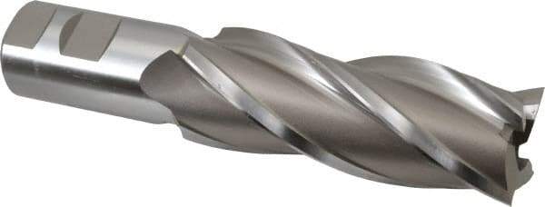 Hertel - 1-1/2", 4" LOC, 1-1/4" Shank Diam, 6-1/2" OAL, 4 Flute, High Speed Steel Square End Mill - Single End, Uncoated - Eagle Tool & Supply
