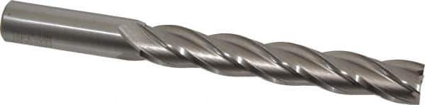Hertel - 5/8", 4" LOC, 5/8" Shank Diam, 6-1/8" OAL, 4 Flute, High Speed Steel Square End Mill - Single End, Uncoated, Spiral Flute, 30° Helix, Right Hand Cut, Right Hand Flute - Eagle Tool & Supply