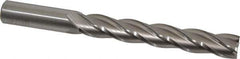 Hertel - 5/8", 4" LOC, 5/8" Shank Diam, 6-1/8" OAL, 4 Flute, High Speed Steel Square End Mill - Single End, Uncoated, Spiral Flute, 30° Helix, Right Hand Cut, Right Hand Flute - Eagle Tool & Supply
