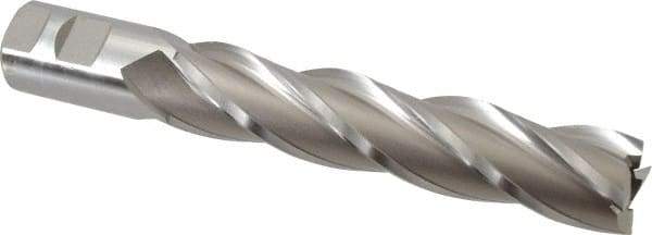 Hertel - 1-1/4", 6" LOC, 1-1/4" Shank Diam, 8-1/2" OAL, 4 Flute, High Speed Steel Square End Mill - Single End, Uncoated, Spiral Flute, 30° Helix, Right Hand Cut, Right Hand Flute - Eagle Tool & Supply